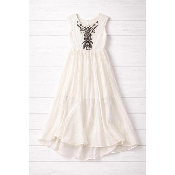 Free People Dresses & Skirts - Free People Maxi Dress Embroidered Cotton Ivory Medium Boho Festival